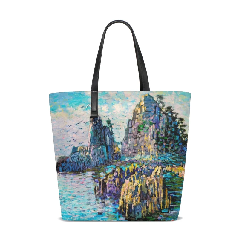 

Customize Fashion Canvas Shopping Bag Custom Pattern Women Shoulder Bags Painting Print Tote Bag Ladies Street Casual Handbags