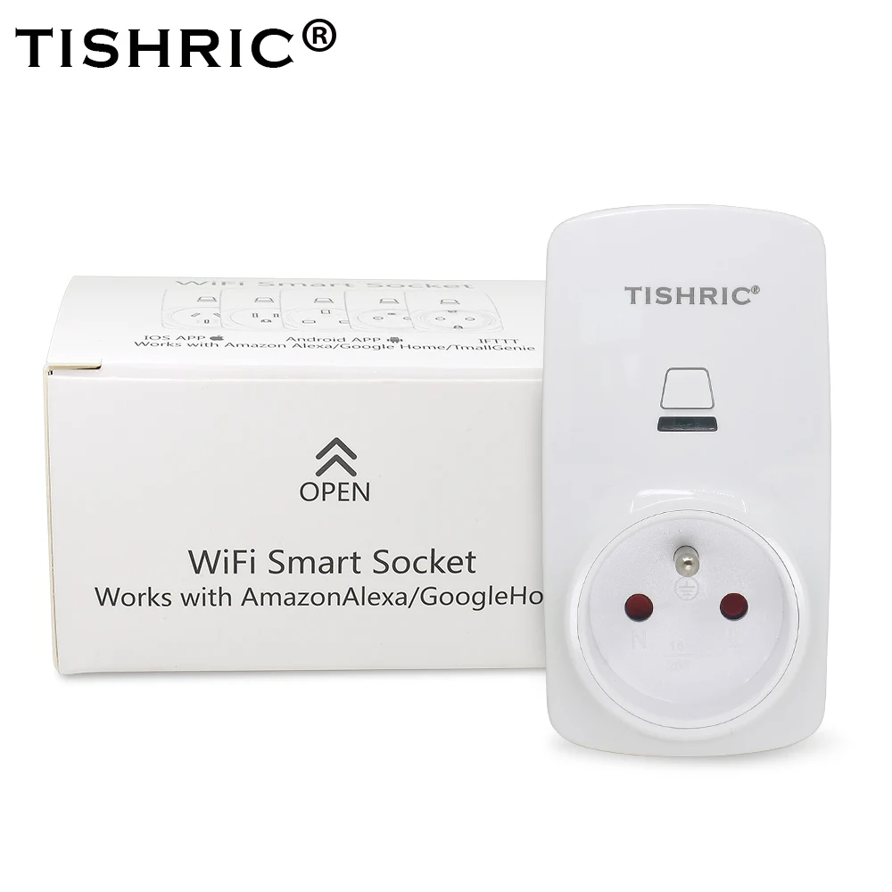 

TISHRIC T30 10A WIFI Smart Socket Smart Life US/UK/FR/AU Plug Wifi Switch Socket Works with Amazon/Alexa/ Google Home