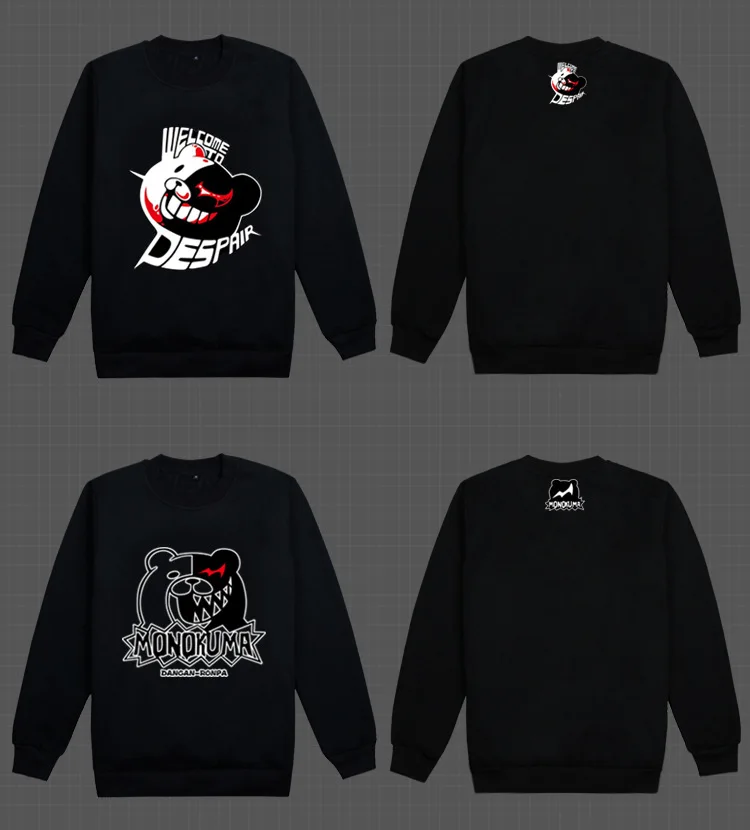 Аниме Danganronpa Косплей Монокума костюм унисекс черный белый медведь длинный рукав
