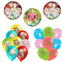 cocomelon theme aluminum balloon birthday decoration latex balloon party supplies boys baby shower kids toy