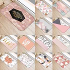 Розовый мраморный коврик с геометрическим принтом для кухонной двери 40*60 коралловый бархатный Коврик для двери Коврики для пола цветной нескользящий коврик 48267-5