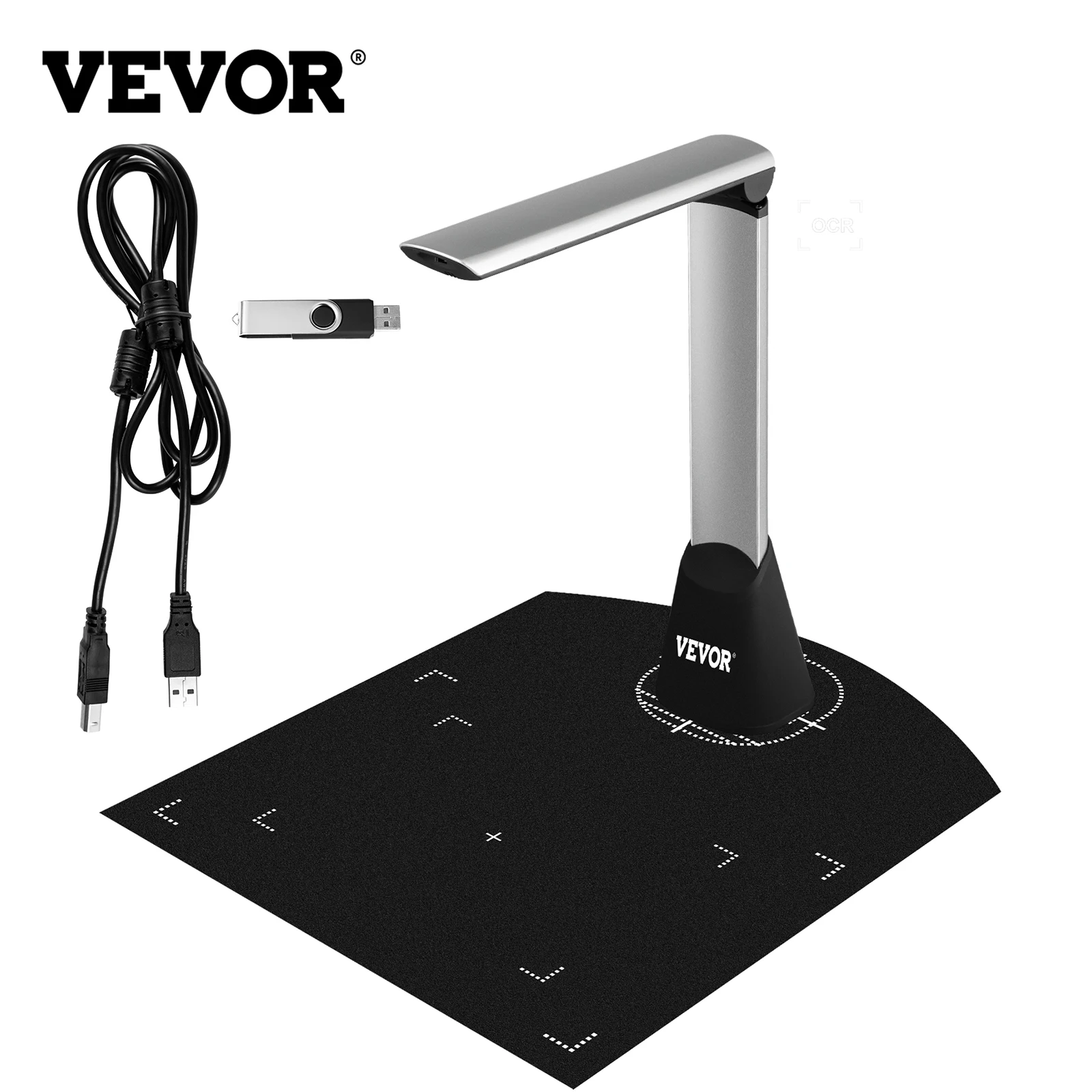 

VEVOR Portable Scanner Document Camera Codes Decoder W/ LED Fill Lights Capture Size A3 A4 5/10 Mega-Pixel HD for Teachers Books