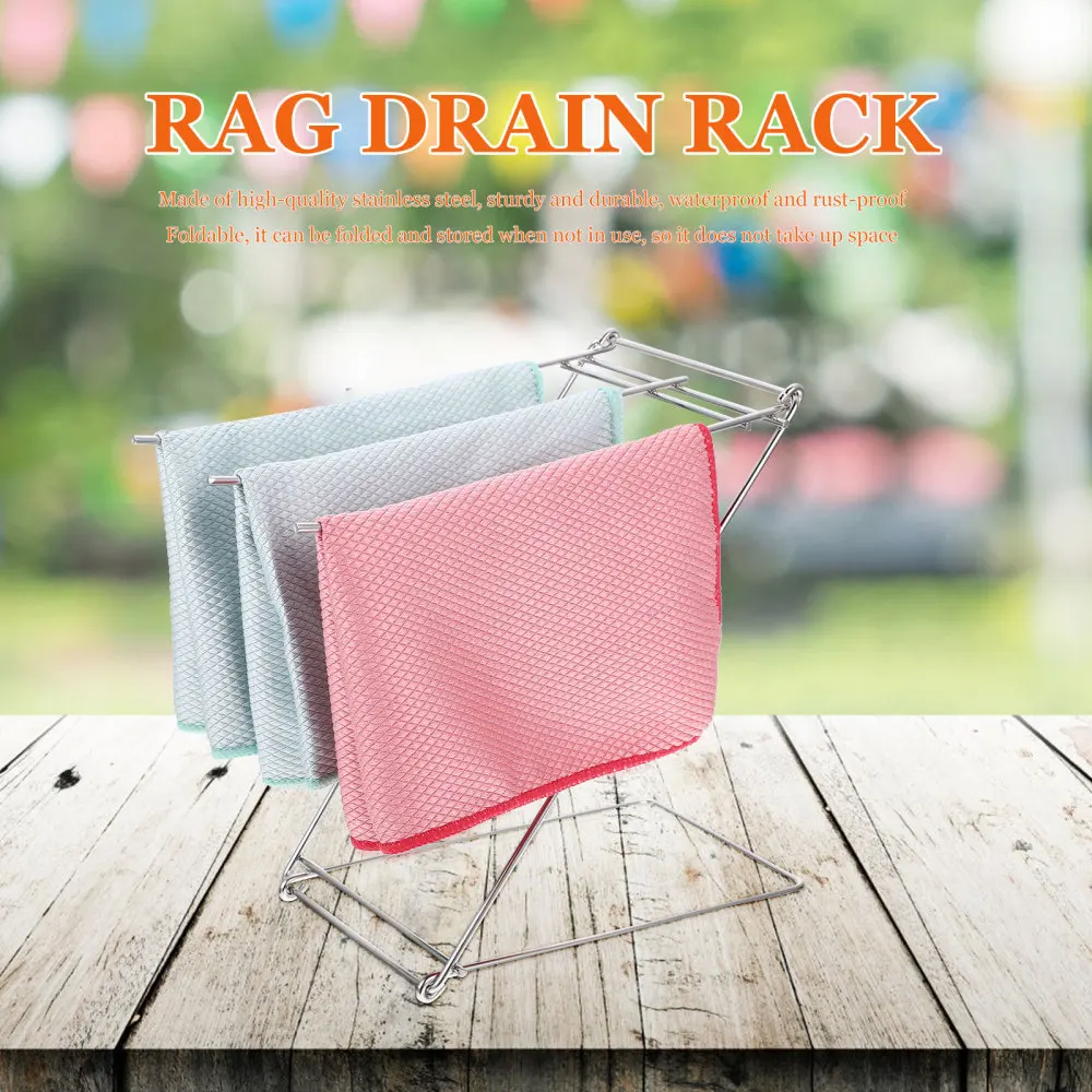 

1Pc Simple Rag Draining Rack Stainless Steel Towel Storage Rack (Steel Color)