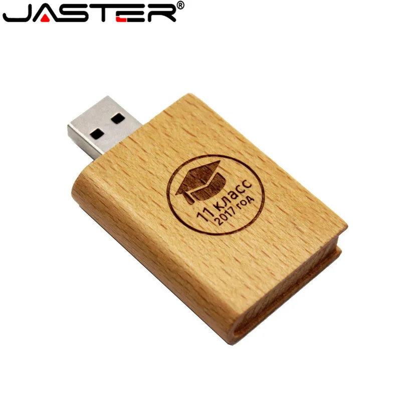 JASTER Пользовательский логотип кленовый Дерево Книга Стиль USB флэш-накопитель 4 ГБ