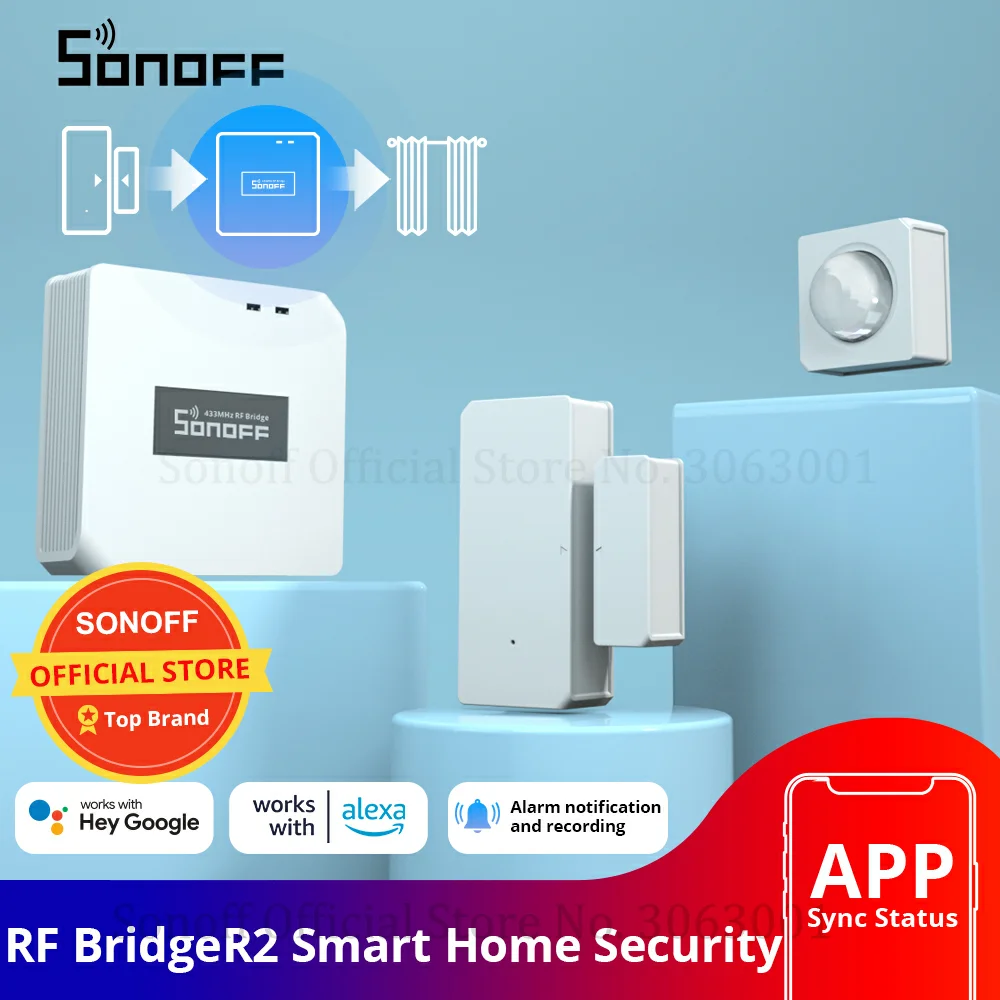 SONOFF RF BridgeR2 433MHz WiFi Signal Converter Door Window Sensor/ Motion Sensor Remote Controller Smart Home Alarm System | Электроника