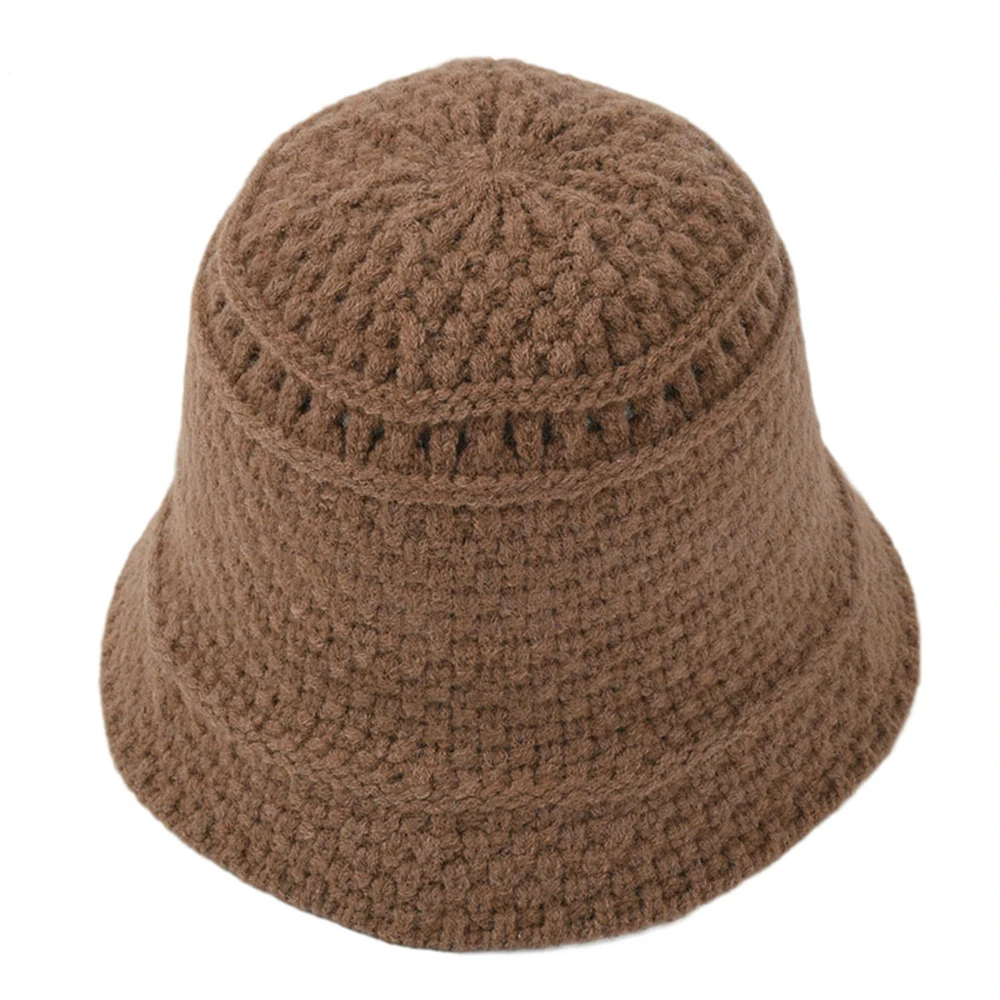 HOAREE Yellow Knitting Bucket Hat Womens Autumn Winter Women Hat Solid Harajuku Ladies 2021 New Arrival Wide Brim Fisherman Cap