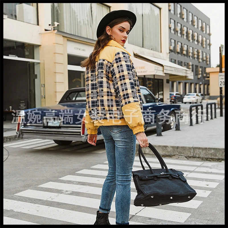 

YOSICIL Casual Plaid pattern autumn winter women parkas Warm square long sleeve female jacket High street Down Jackets 2021