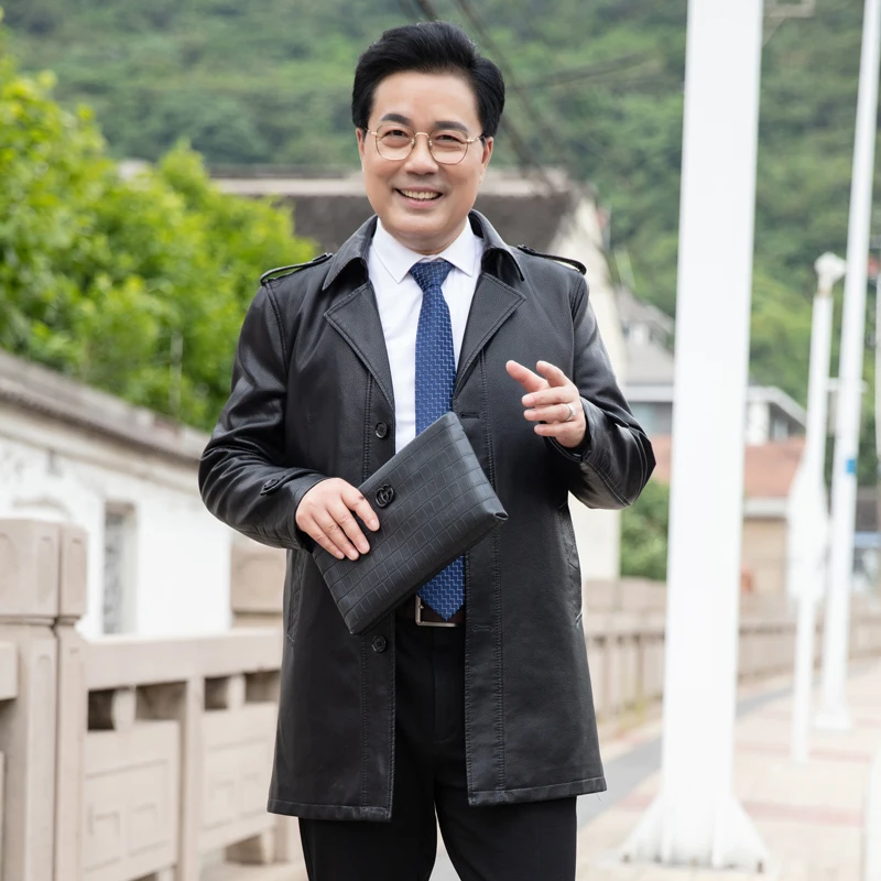 Бомбер мужской из натуральной овечьей кожи приталенная куртка-пилот в стиле