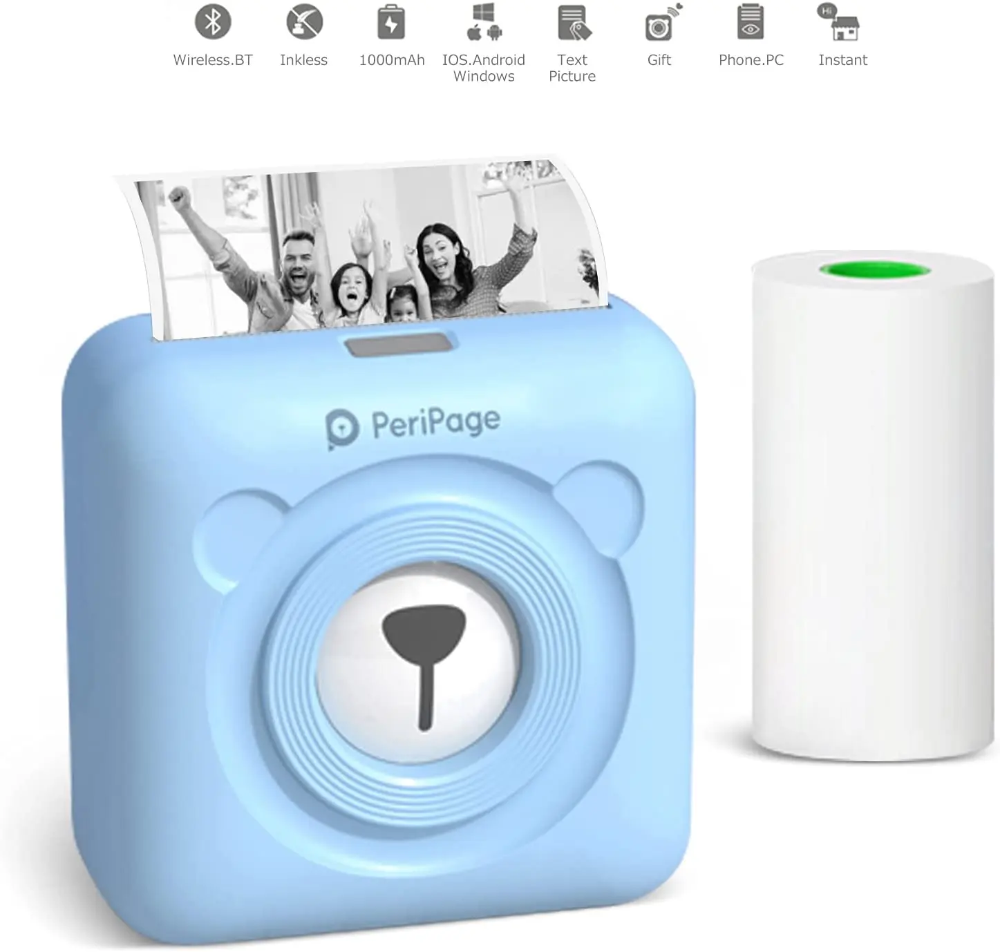 Мини карманный беспроводной термопринтер Bluetooth PeriPage портативный фотопринтер