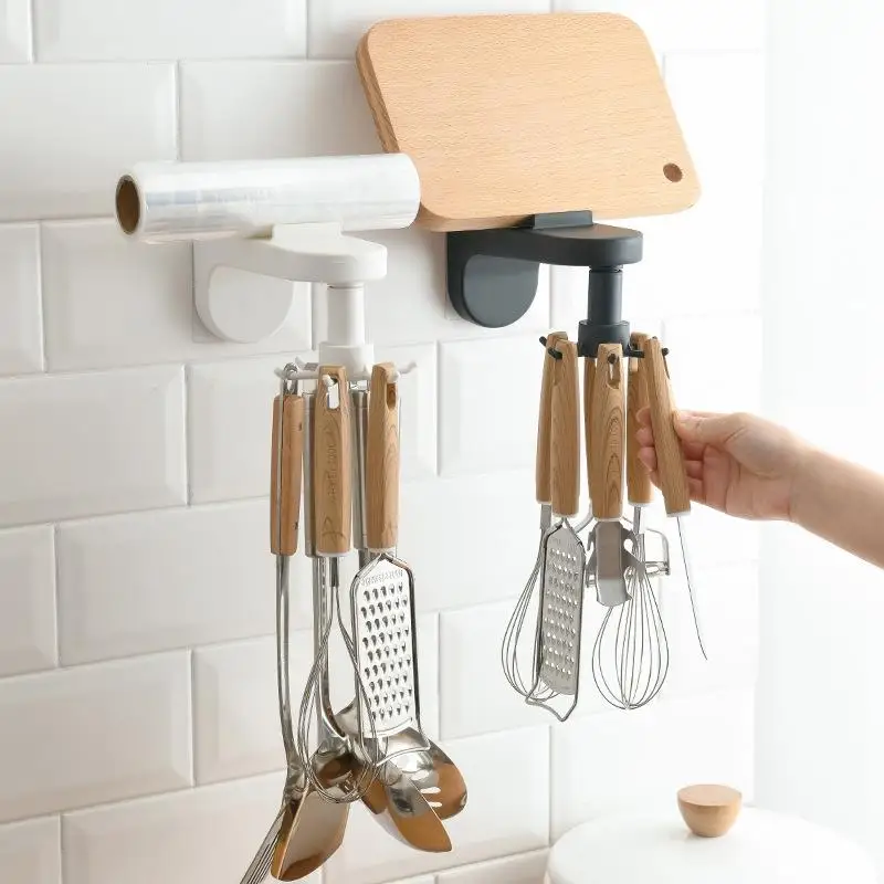 

Universal Hooks 360-degree Rotatable Six-claw Storage Hooks Bathroom Bath Towel Rack Kitchen Organizer Punch-free Storage Hooks