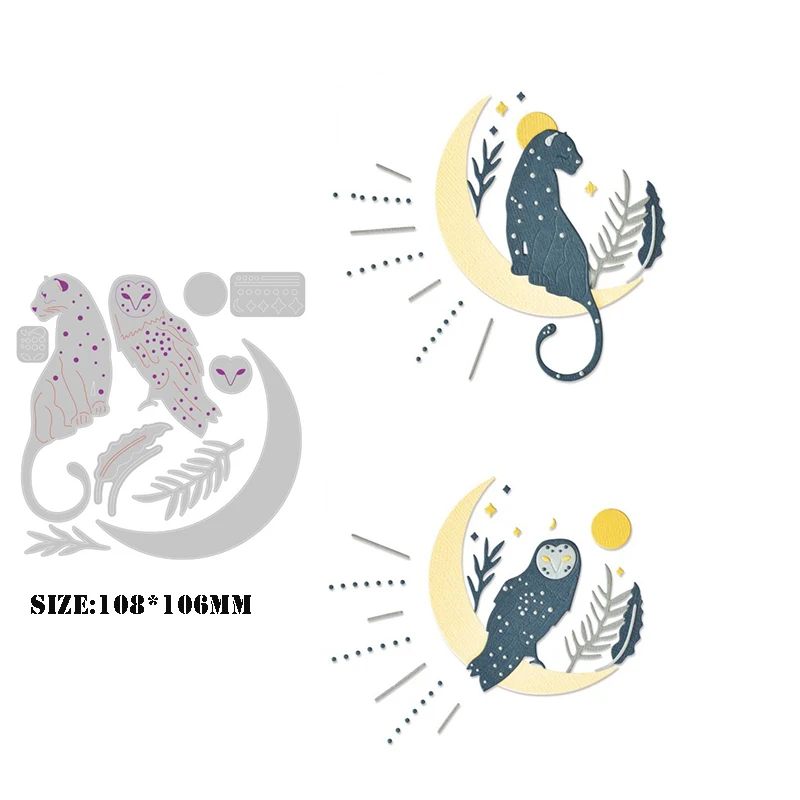 

New Arrival Leopard Owl Metal Cutting Dies for 2021 Scrapbooking Card Making Night Moon Nature Animal Stencils