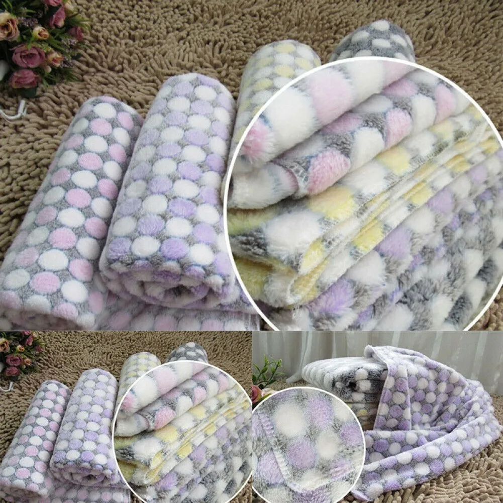 Мягкое фланелевое одеяло для собаки питомца в горошек с принтом собак кошек