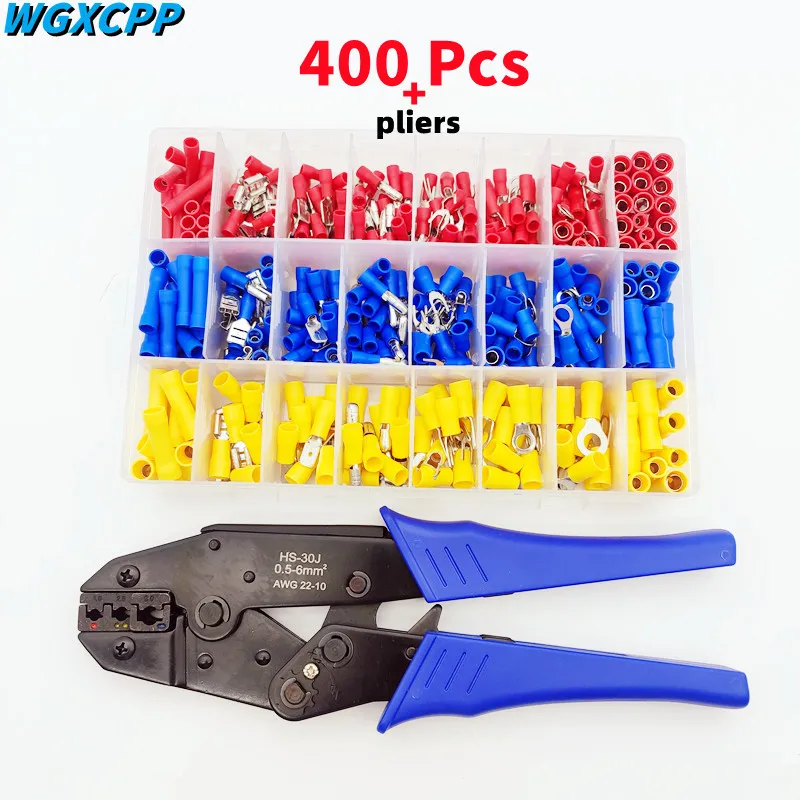 

Изолированный Электрический разъем + плоскогубцы, обжимная Клемма, вилочный комплект с внутренним и наружным кольцом, обжимные клеммы для э...