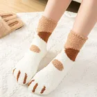 Осенне-зимние Разноцветные Повседневные пушистые носки в японском стиле с рисунком клешней и полосками для дам 102705