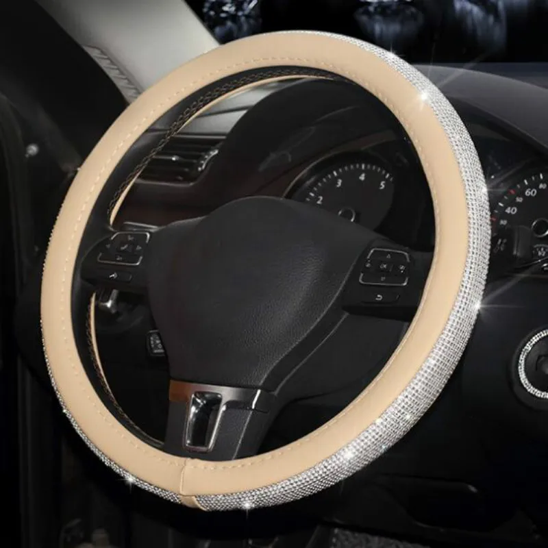 Хрустальные стразы автомобильные кожаные чехлы на руль крышка аксессуары для