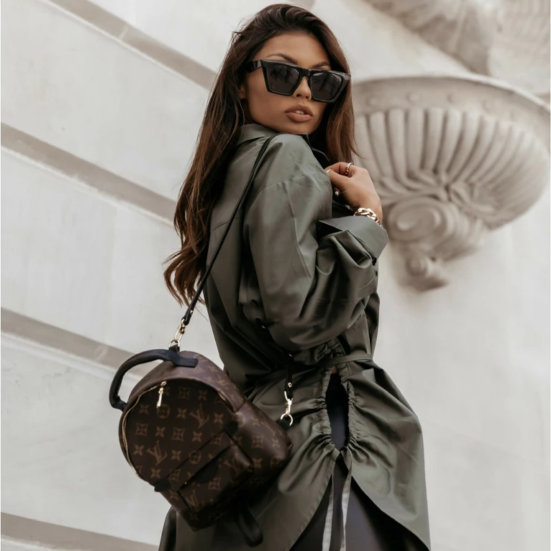 

Women Casual Sashes Batwing Sleeve Single Button Blouse Solid Sashes Elegant Casual High Street Shirts 2020 New Fashion Tops