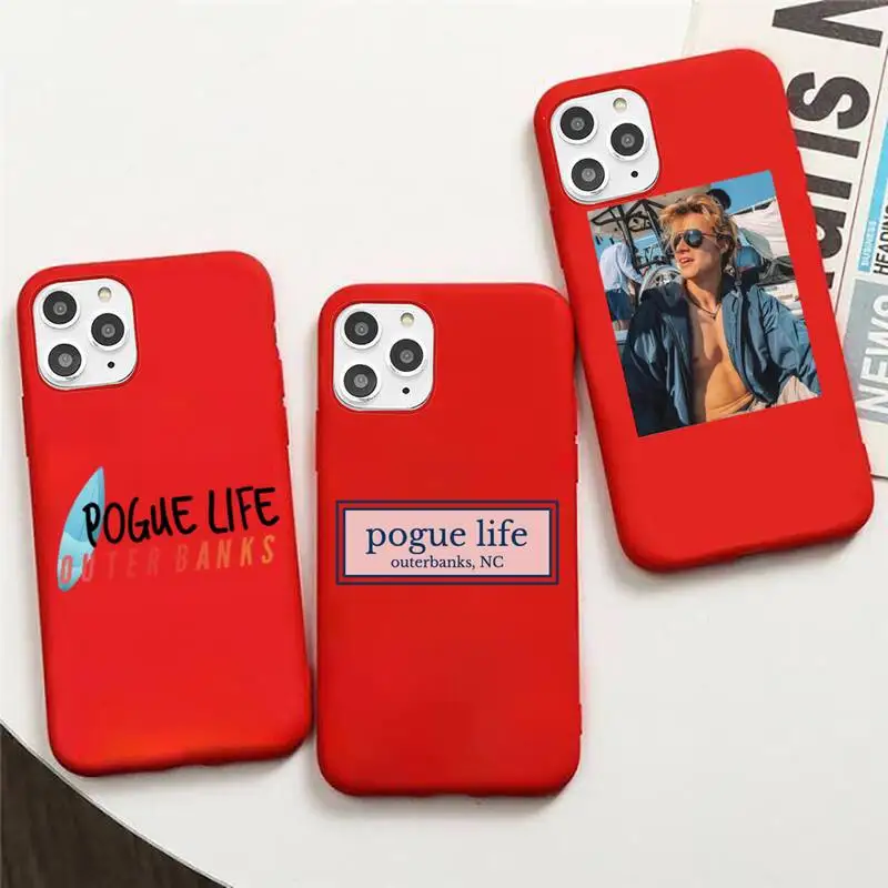 

Outer Banks-Livin' The Pogue Life Phone Case Red Candy Color for iPhone 11 12 mini pro XS MAX 8 7 6 6S Plus X SE 2020 XR