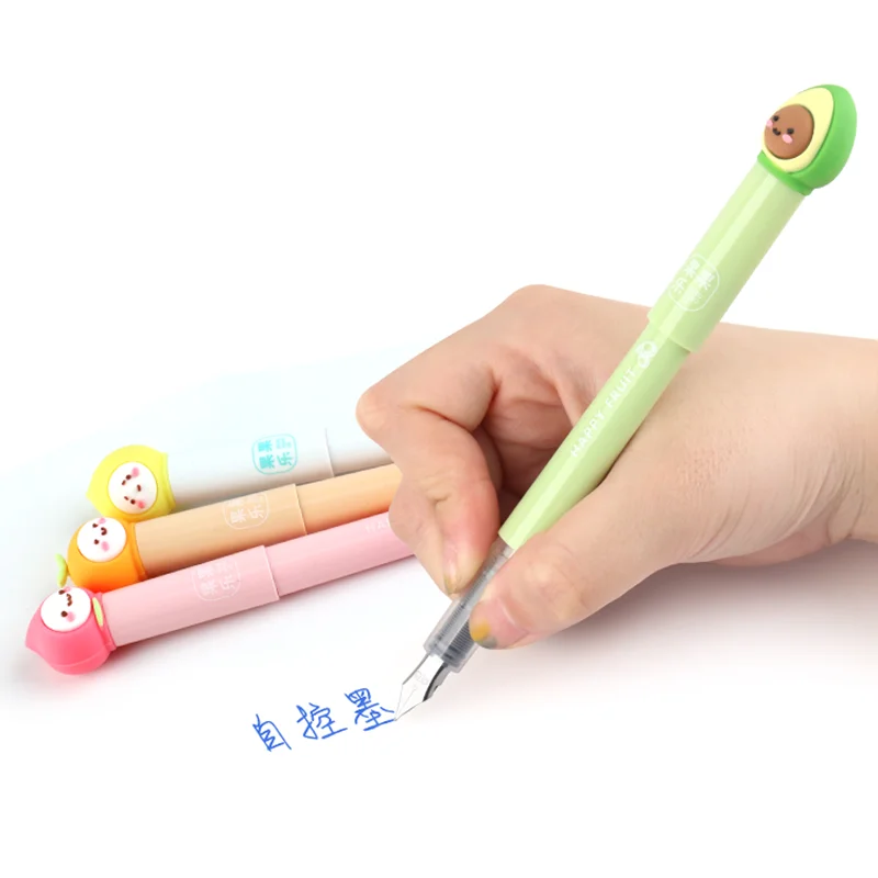 1-Piece Cute Fruit Fountain Pen 0.5mm Heat Sensitive Erasable Ink Pens for Kids Student Kawaii Stationery School Office Supplies |