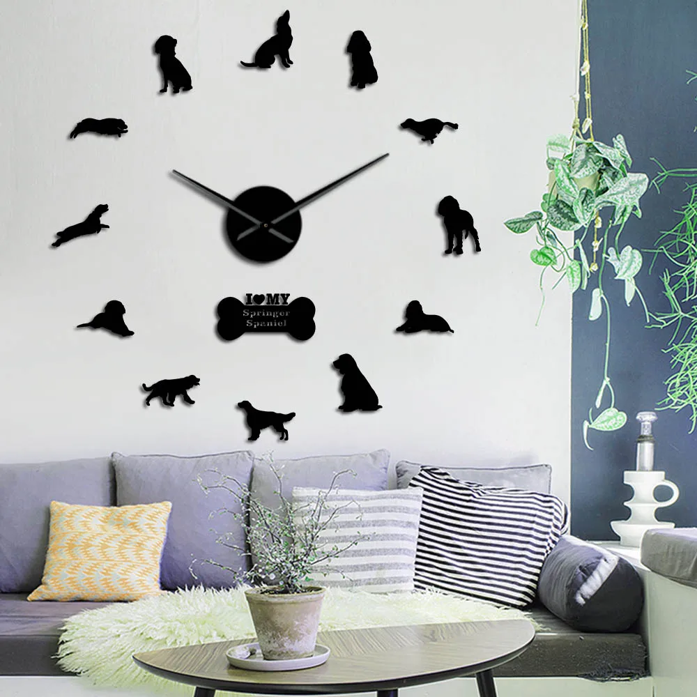 Настенные часы сделай сам с изображением собаки спаниеля|Настенные часы| |