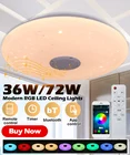 Современный потолочный светодиодный RGB светильник, лампа для дома, музыкальсветильник ильник с дистанционным управлением, 72 Вт, 40 см, лампа для спальни