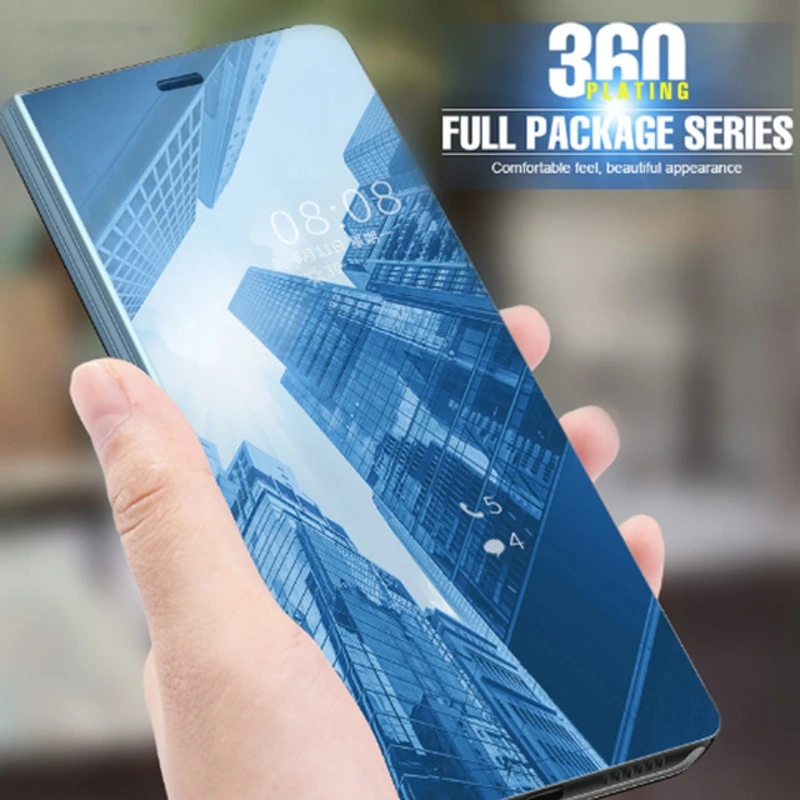 Зеркальный чехол для IPhone 11 Pro Max XS X XR прозрачный из искусственной кожи с откидной
