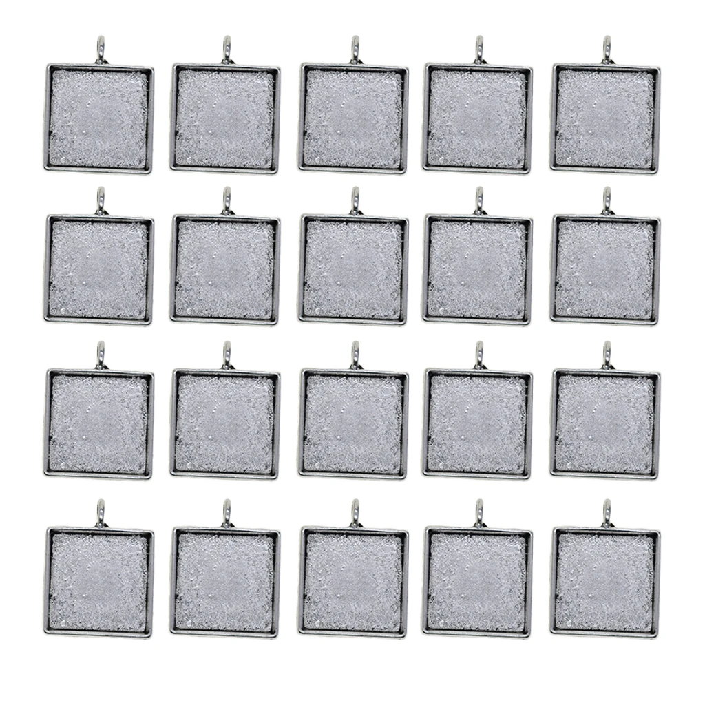 

20Pcs Metal Pendant Trays Cabochon Settings Bezel Pendant Blanks for DIY Crafting Photo Jewelry Making 20mm