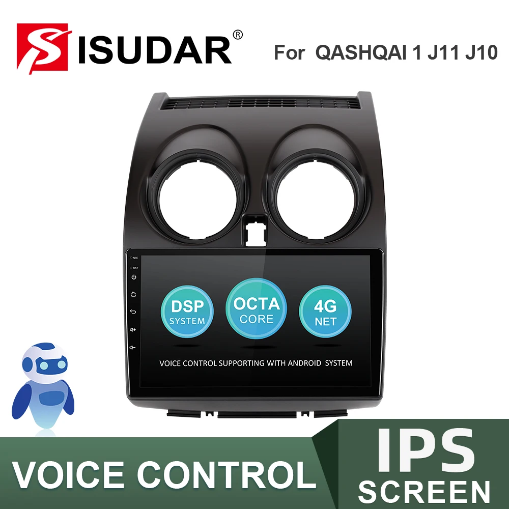 Автомобильное радио ISUDAR V57S с голосовым управлением для Nissan Qashqai 1 J10 2006 2013 2 din Android