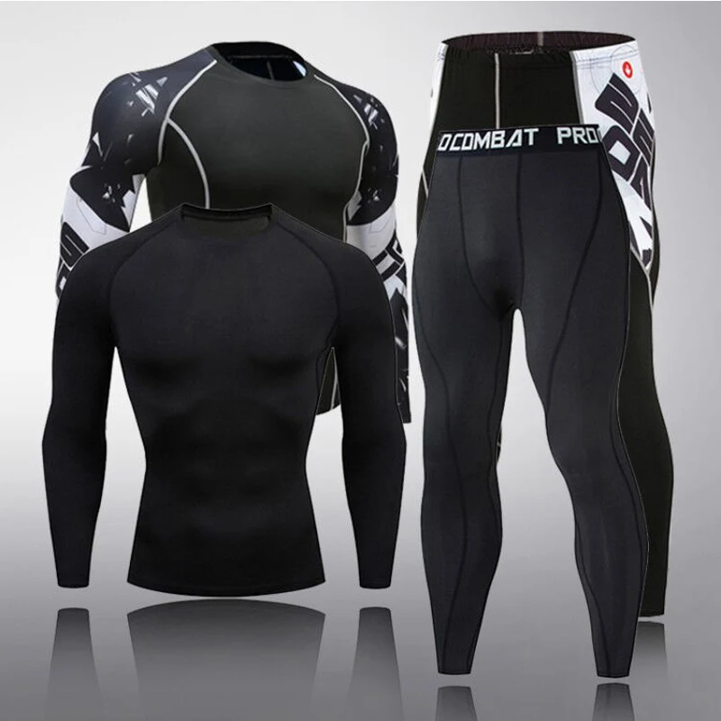 

Men's suits Compression clothing Fitness quick-drying T-shirt + leggings 2 piece tracksuit men rashgard male gym joggers men's