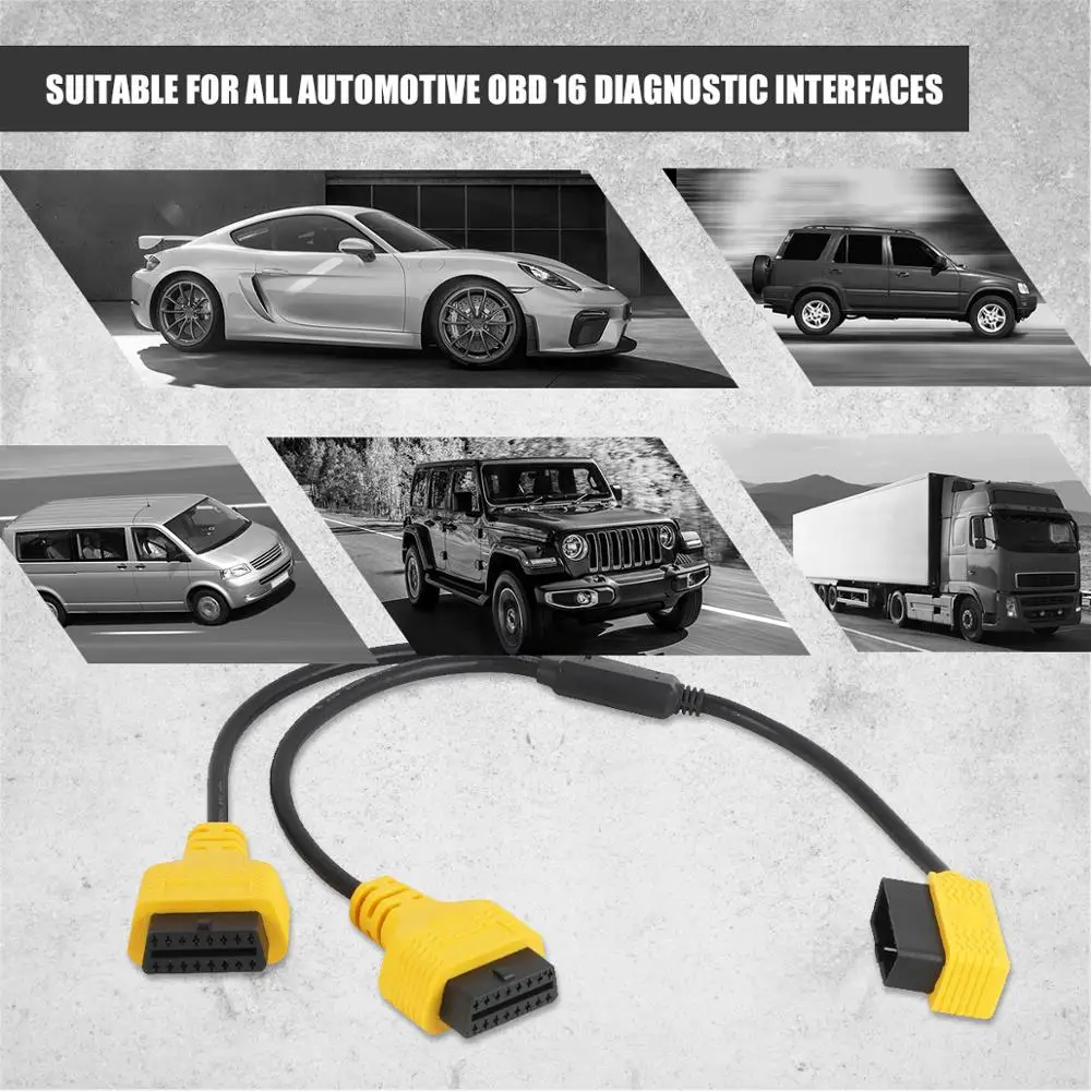 AUTOOL OBD2 Y сплиттер 2 в 1 Удлинительный кабель 16pin OBDII штекер-гнездо соединитель
