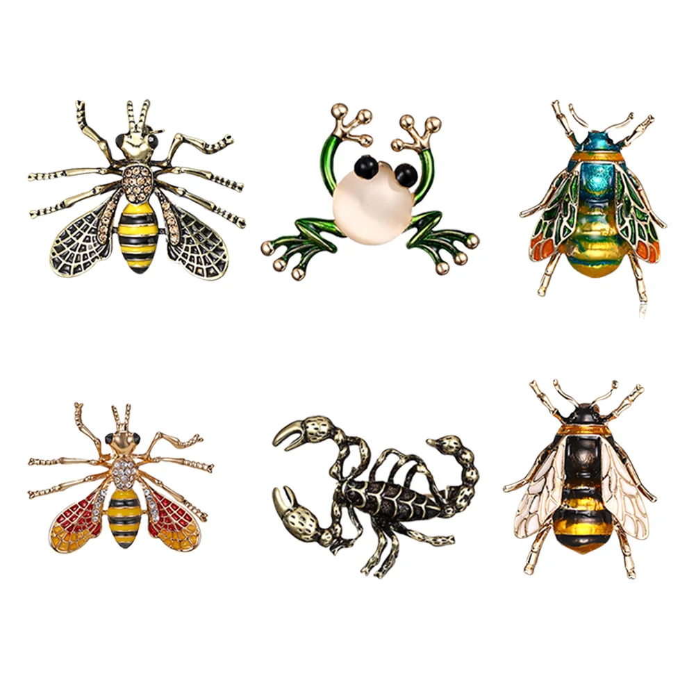 

6pcs Vintage Style Insect Brooches Clothes Decors Shaped Corsage Decors