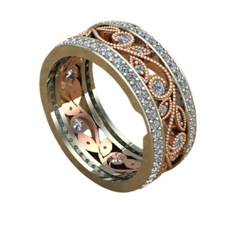 

New Cubic Zirconia Crystal Infinite Rings For Women Fashion Design Statement Rose Gold Color Ring Wedding Jewelry