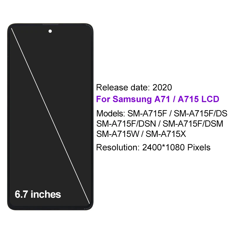 Pantalla t&aacute;ctil LCD para Samsung A71, reemplazo de digitalizador, 6,7 ", 4G, SM-A715F/DSN SM-A715F/DS-1