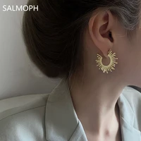 european and american new trendy sun flower earrings contracted temperament s925 needle gold earrings women punk jewelry
