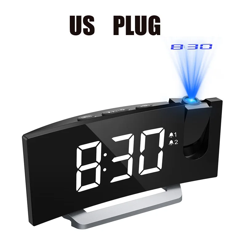White -US Plug Mpow HM353 FM радио проекционный будильник с Двойные сигналы функция повтора с usb зарядным портом 5 ''большой дисплей таймер сна - Цвет: White -US Plug