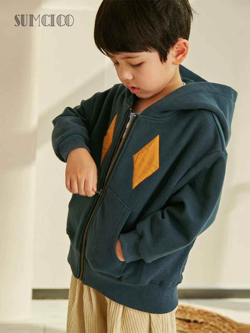 SUMCICO/Новинка 2020 года Темно-синяя куртка с капюшоном из 100% хлопка Повседневная