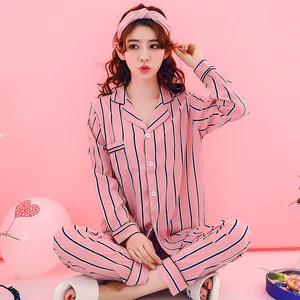 2019 корейские женские пижамные комплекты с брюками, Хлопковая пижама, весенне-осенняя пижама с длинными рукавами, пижама, милый Ночной костюм, ночные рубашки