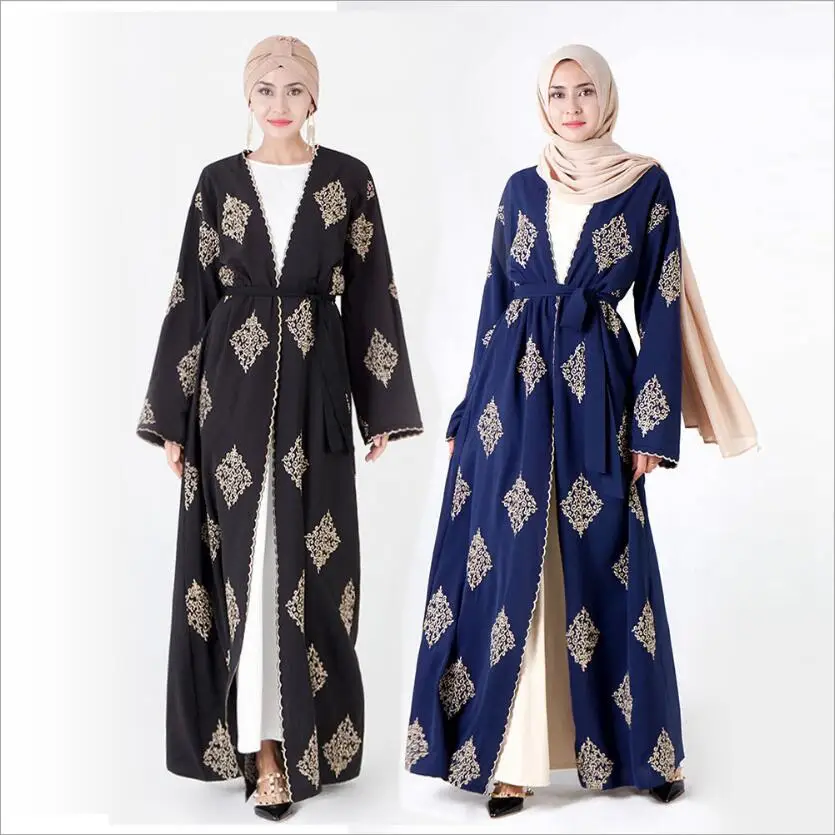 Турецкие платья, мусульманская Мода, женские платья с золотой нитью и вышивкой, традиционное арабское платье, Дубай, абайя, кардиган, скромн...