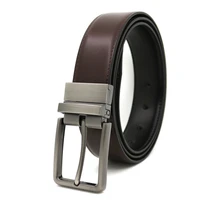 new stitching mens reversible rotating classic dress strap casual belt genuine leather black brown with gun brush buckle