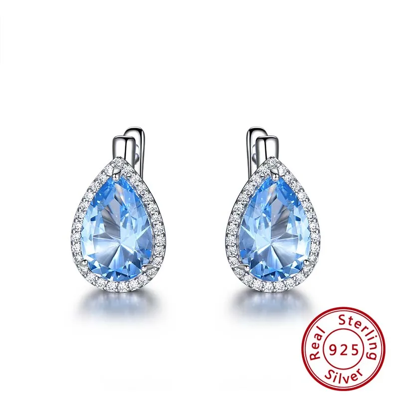 ORSA JEWELS твердые 925 пробы серебряные серьги-гвоздики для женщин подлинный голубой топаз роскошные женские ювелирные изделия VSE05 - Цвет камня: VSE14