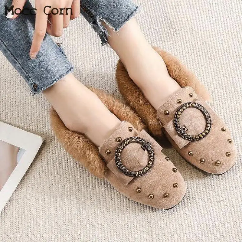 Размеры 35-42 зимние меховые лоферы женские мокасины плюшевая теплая обувь на