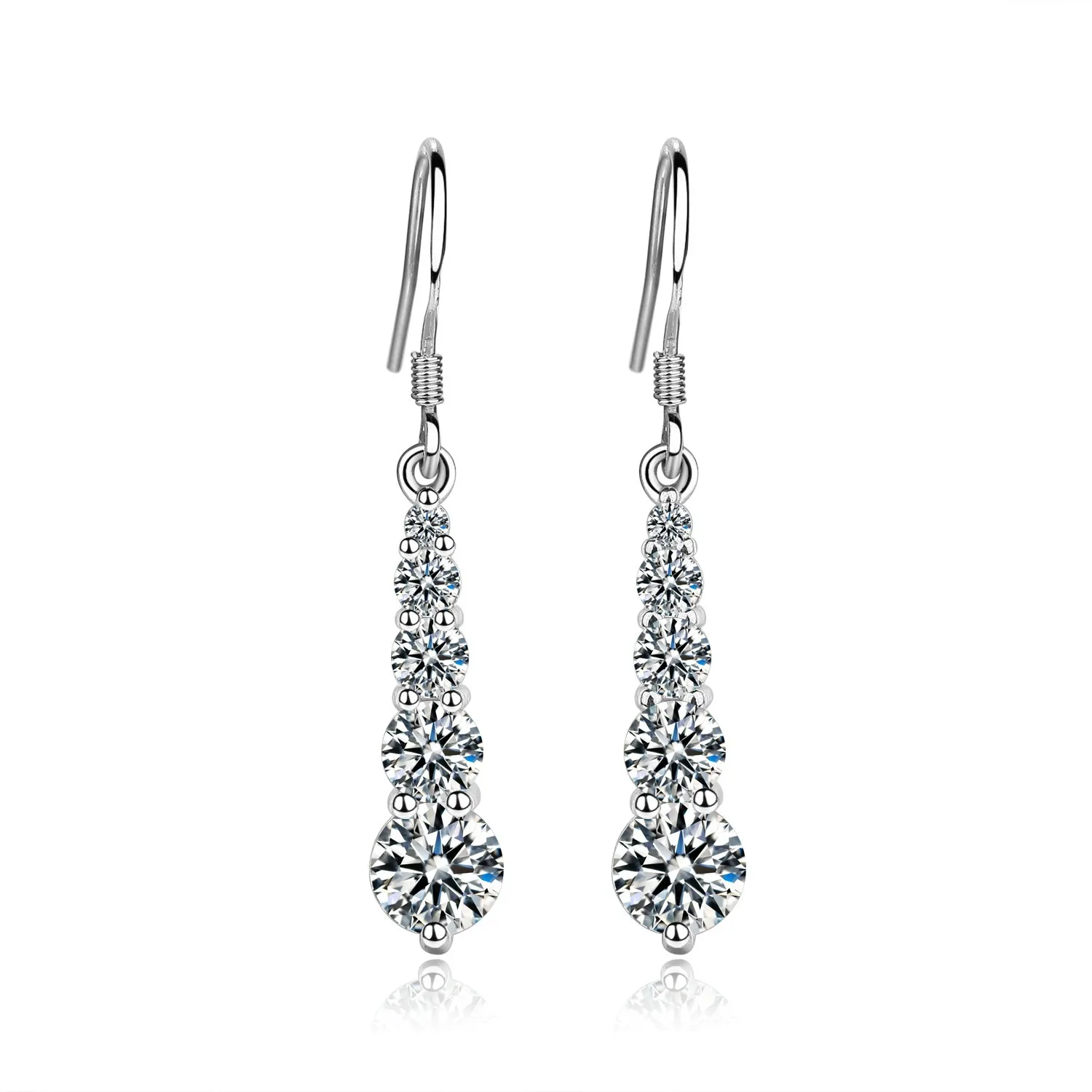 

New Silver-Plated Earrings Female Water Drop Zircon ear Buckles Fashion Diamond Ear Hook Ear Jewelry Manufacturer