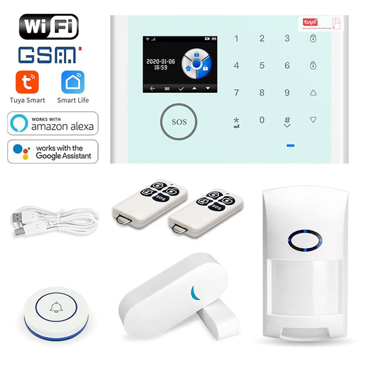 

Беспроводная сигнализация для дома, охранная система безопасности с Wi-Fi, GSM, управлением через приложение на телефон, дверной звонок, телефо...