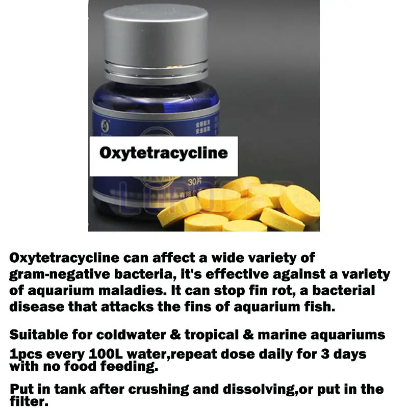 oxytetracycline 30 шт., очиститель аквариума для рыб, лекарство для аквариума, лекарство широкого спектра, обычные лекарственные препараты, базовые медицинские таблетки, белое пятно - Color: oxytetracycline