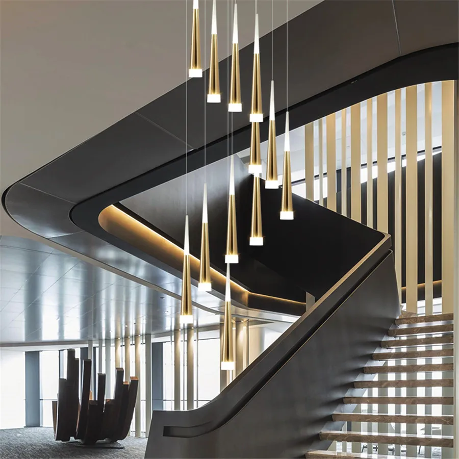 

Acrylic Long Tube LED Pendant Light Metal Cord Cone Pipe Pendant Lamp Kitchen Dining Room Shop Bar Hanging Light