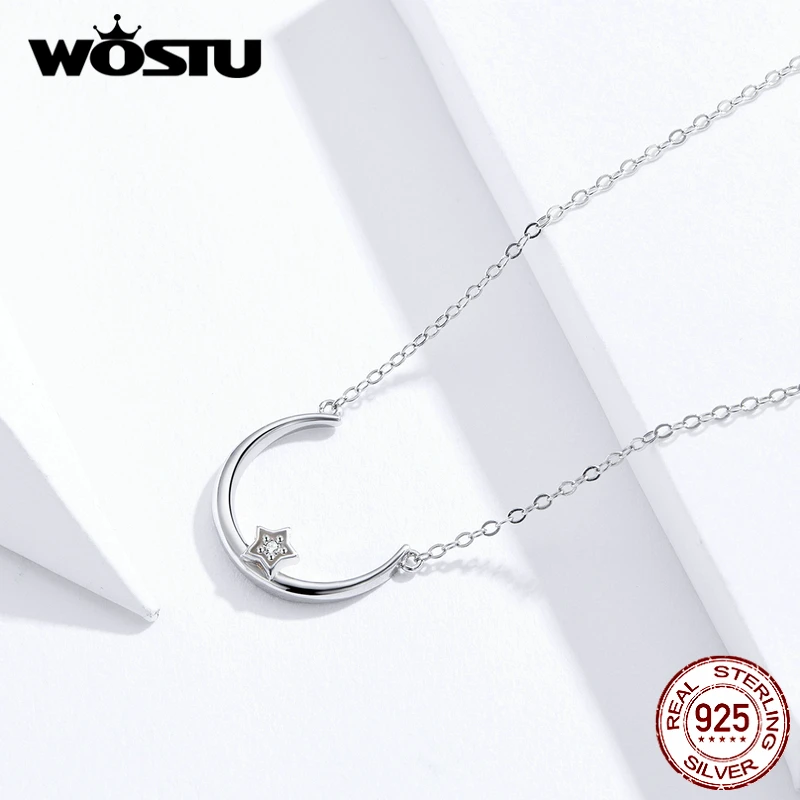 WOSTU 2020 Новое поступление 925 пробы Серебряное Элегантное ожерелье со звездой