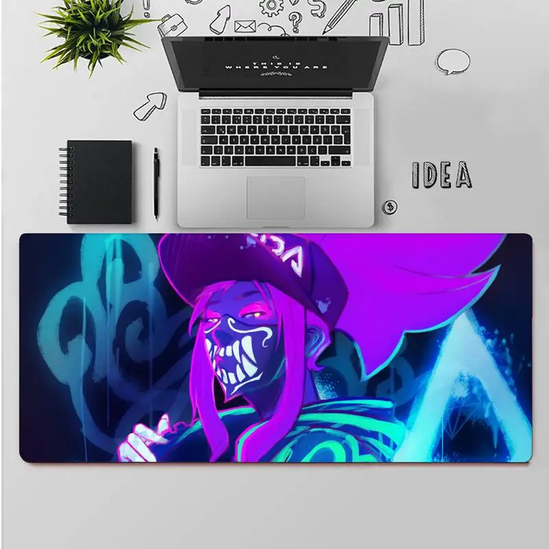 Неоновая маска KDA Akali League Of Legends коврик для мыши ноутбука компьютерный ПК |