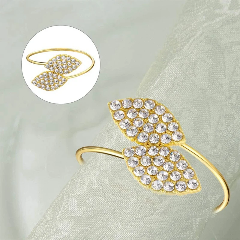 

12 Pack Gold Napkin Rings Leaf Napkin Holders for Home Table Decoration Weddings Christmas Holidays