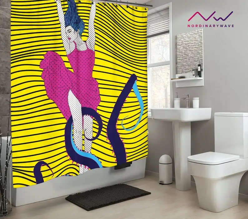 

Панковская занавеска для душа, тканевая цветная занавеска для ванной комнаты