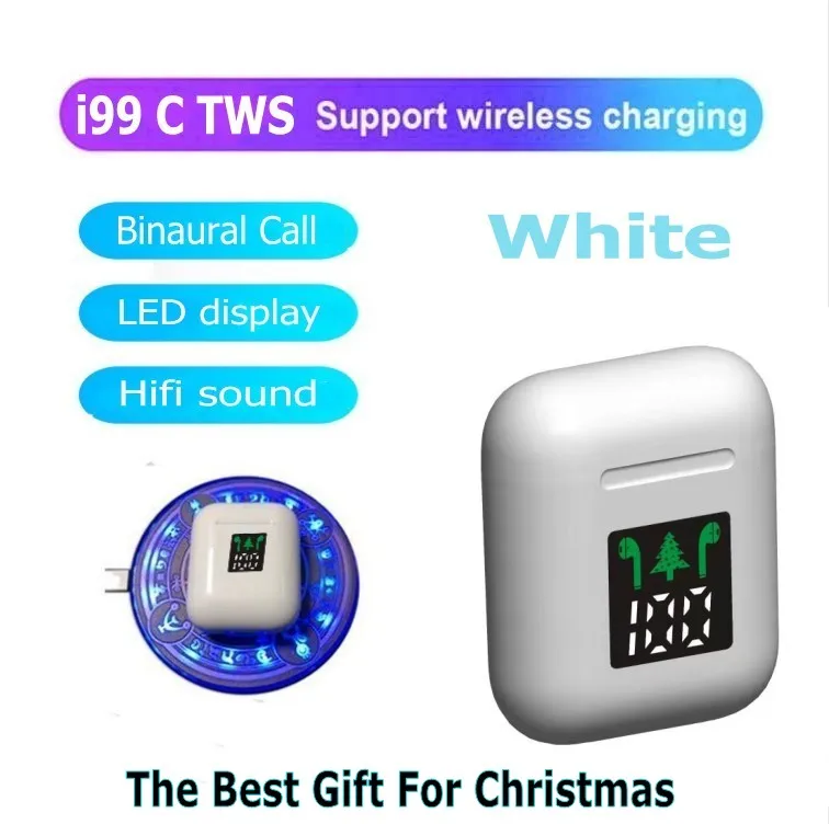 i99C-White VIP Цена i9000 tws 1:1 размер умный датчик 8D бас беспроводная зарядка Bluetooth 5,0 наушники i9000 tws PK i10 i60 i500 tws - Цвет: i99C-White