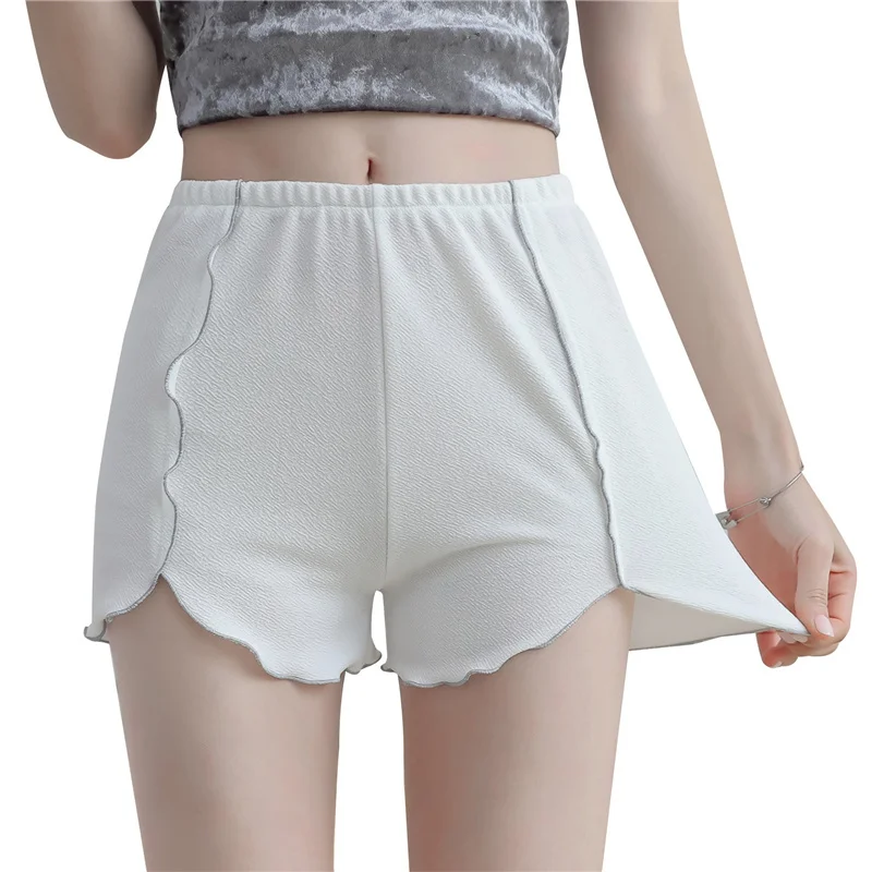 

Women Panties Under Skirt Summer Safety Short Pants Stripe Seamless Underpants Solid Color Lace Hem Boxer Shorts Women Underwear